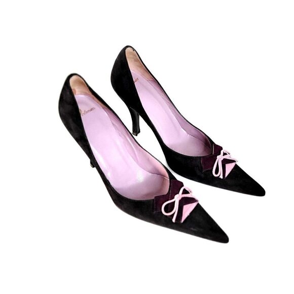 Delman Brown Suede Pointed Toe Heeled Pumps Womens Size 7M - Picture 3 of 15